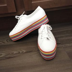 Superga rainbow platform sneakers size 10